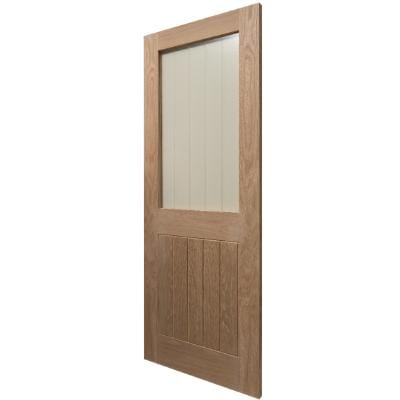 Cottage Oak Glazed 1 Lite 1 Panel Unfinished Internal Door - All Sizes - Doors
