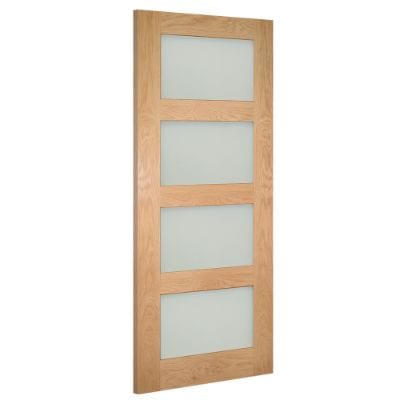 Coventry Oak Unfinished Frosted Glazed Internal Door - All Sizes -