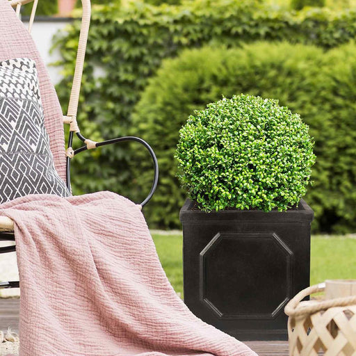 IDEALIST Lite Chelsea Flower Box Square Garden Planter, Faux Lead Grey Light Stone Outdoor Large Plant Pot W45 H45 L45 cm, 91L - Home & Garden > Lawn & Garden > Gardening > Pots & Planters > Planters