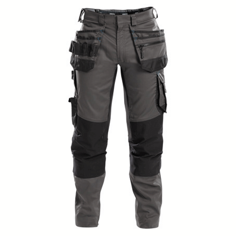 DASSY Flux 200975 Stretch Holster Pocket Kneepad Work Trousers Grey/Black - KNEE PAD TROUSERS