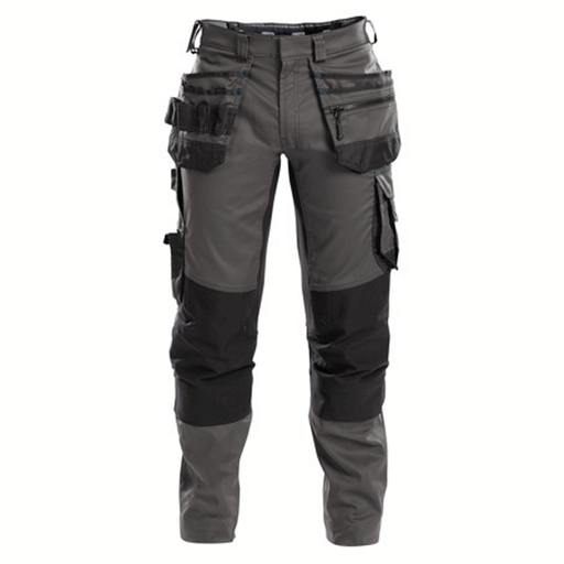 DASSY Flux 200975 Stretch Holster Pocket Kneepad Work Trousers Grey/Black - KNEE PAD TROUSERS