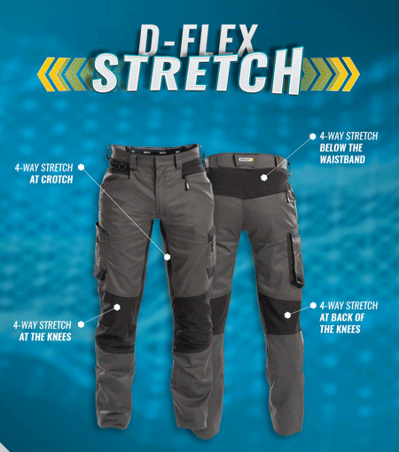 DASSY Helix 200973 Stretch Work Trousers Azure Blue - CARGO & COMBAT TROUSERS