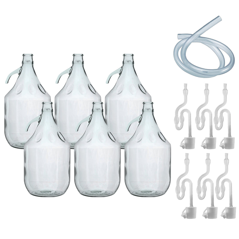 Glass Demijohn 5L 6 Pack Plain With Airlock, Bung & Tube - Arts & Entertainment > Hobbies & Creative Arts > Homebrewing & Winemaking Supplies Costwise Home Brewing