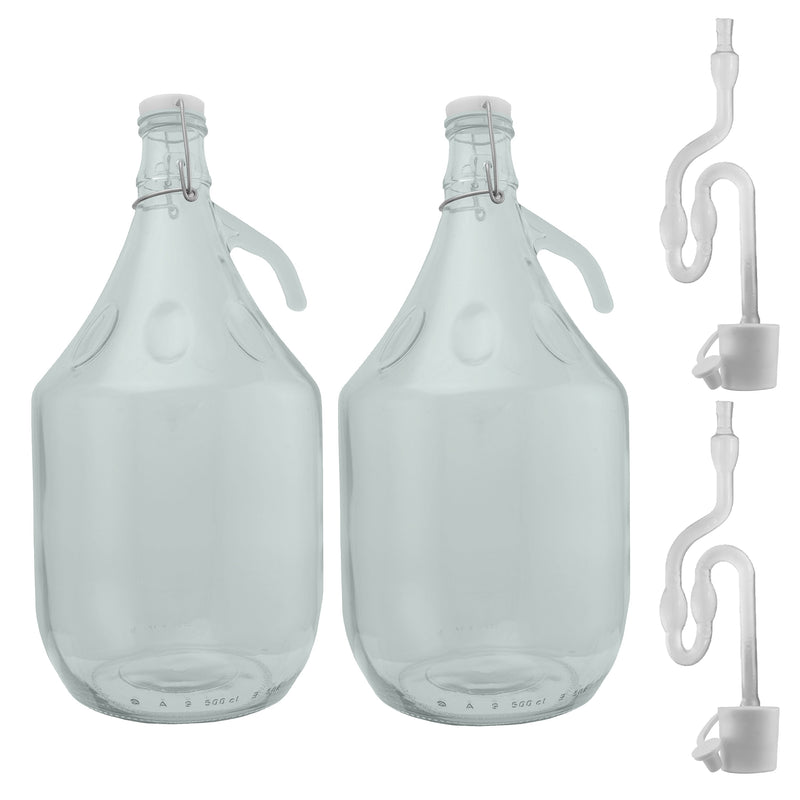 Glass Demijohn 5L 2 Pack Swing Top Cap, Airlock & Bung - Arts & Entertainment > Hobbies & Creative Arts > Homebrewing & Winemaking Supplies Costwise Home Brewing