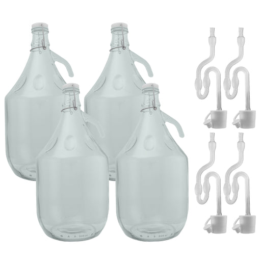 Glass Demijohn 5L 4 Pack Swing Top Cap, Airlock & Bung - Arts & Entertainment > Hobbies & Creative Arts > Homebrewing & Winemaking Supplies Costwise Home Brewing