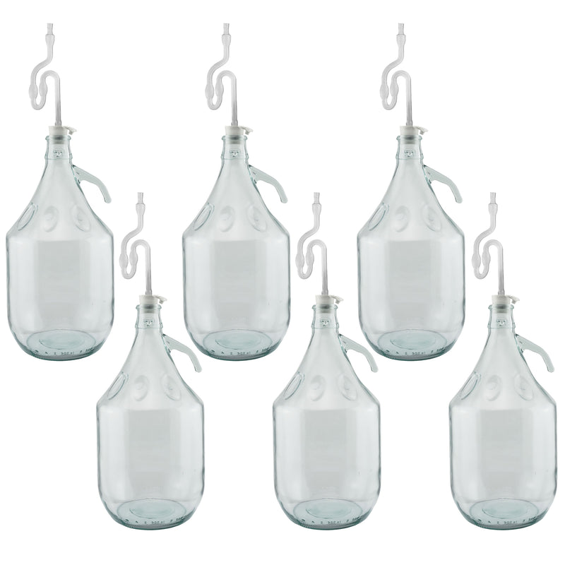 Glass Demijohn 5L 6 Pack Plain With Airlock & Bung - Arts & Entertainment > Hobbies & Creative Arts > Homebrewing & Winemaking Supplies Costwise Home Brewing