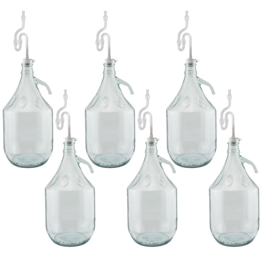 Glass Demijohn 5L 6 Pack Plain With Airlock & Bung - Arts & Entertainment > Hobbies & Creative Arts > Homebrewing & Winemaking Supplies Costwise Home Brewing