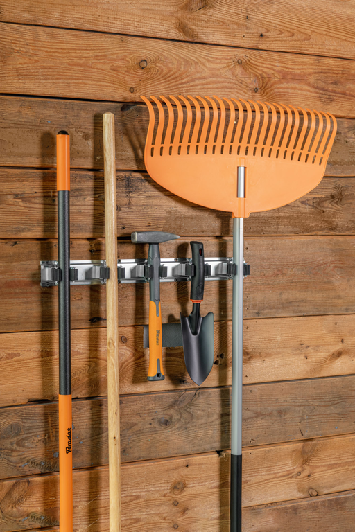 Wall Mount Tool Holder Rail - Roller Grip Design (5 Handles) - Garden tools & Accesories