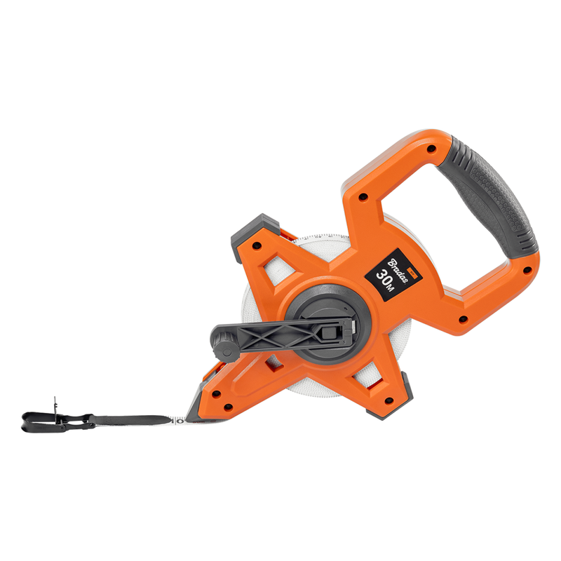 Fibreglass Coiled Tape Measure with Handle, 15mm Wide, Black/Orange (30m-100m) - Hardware > Tools > Measuring Tools & Sensors > Tape Measures Garden tools & Accesories