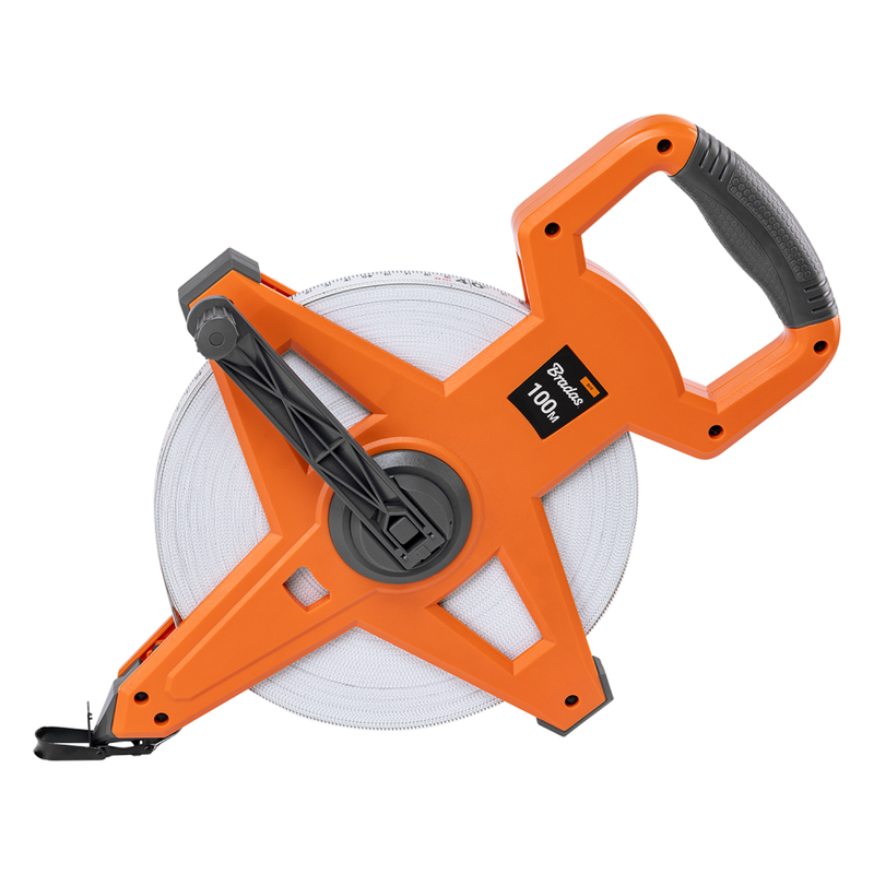 Fibreglass Coiled Tape Measure with Handle, 15mm Wide, Black/Orange (30m-100m) - Hardware > Tools > Measuring Tools & Sensors > Tape Measures Garden tools & Accesories