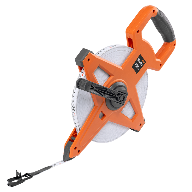 Fibreglass Coiled Tape Measure with Handle, 15mm Wide, Black/Orange (30m-100m) - Hardware > Tools > Measuring Tools & Sensors > Tape Measures Garden tools & Accesories