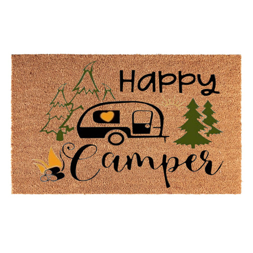 Doormat 60cm x 40cm - 'Happy Camper' - Absorbent Coir Mat for Indoor/Outdoor - Home & Garden > Decor > Door Mats Garden watering