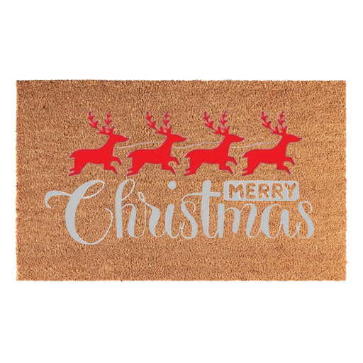 Doormat 60cm x 40cm - 'Merry Christmas' (Red/Silver) - Absorbent Coir Mat for Indoor/Outdoor - Home & Garden > Decor > Door Mats Garden watering