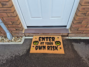 Doormat 60cm x 40cm - 'Enter At Your Own Risk' - Absorbent Coir Mat for Indoor/Outdoor - Home & Garden > Decor > Door Mats Garden watering