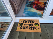Doormat 60cm x 40cm - 'Enter At Your Own Risk' - Absorbent Coir Mat for Indoor/Outdoor - Home & Garden > Decor > Door Mats Garden watering