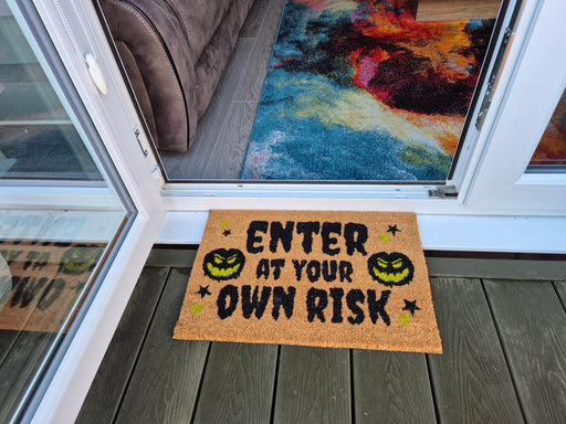 Doormat 60cm x 40cm - 'Enter At Your Own Risk' - Absorbent Coir Mat for Indoor/Outdoor - Home & Garden > Decor > Door Mats Garden watering