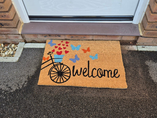 Doormat 60cm x 40cm - 'Welcome' (Bike) - Absorbent Coir Mat for Indoor/Outdoor - Home & Garden > Decor > Door Mats Garden watering