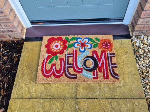 Doormat 60cm x 40cm - 'Welcome' (Flowers) - Absorbent Coir Mat for Indoor/Outdoor - Home & Garden > Decor > Door Mats Garden watering
