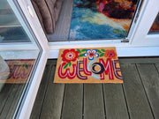 Doormat 60cm x 40cm - 'Welcome' (Flowers) - Absorbent Coir Mat for Indoor/Outdoor - Home & Garden > Decor > Door Mats Garden watering