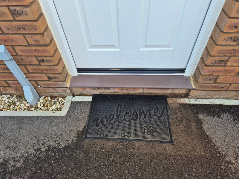 Rubber Doormat 60cm x 40cm - 'Welcome' (Small Flowers) - Absorbent Coir Mat for Indoor/Outdoor - Home & Garden > Decor > Door Mats Garden watering