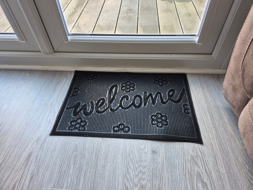 Rubber Doormat 60cm x 40cm - 'Welcome' (Small Flowers) - Absorbent Coir Mat for Indoor/Outdoor - Home & Garden > Decor > Door Mats Garden watering