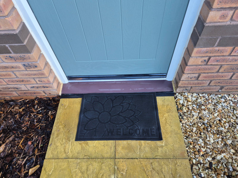 Rubber Doormat 60cm x 40cm - 'Welcome' (Flower) - Absorbent Coir Mat for Indoor/Outdoor - Home & Garden > Decor > Door Mats Garden watering