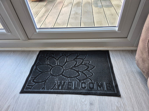 Rubber Doormat 60cm x 40cm - 'Welcome' (Flower) - Absorbent Coir Mat for Indoor/Outdoor - Home & Garden > Decor > Door Mats Garden watering