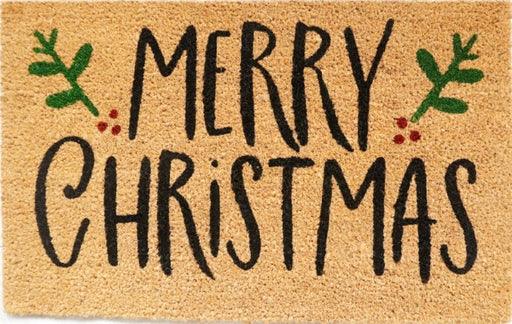 Doormat 60cm x 40cm - 'Merry Christmas' (Holly) - Absorbent Coir Mat for Indoor/Outdoor - Home & Garden > Decor > Door Mats Garden watering