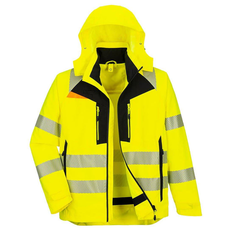 Portwest DX466 DX4 Hi-Vis 4-in-1 Waterproof Jacket - HI-VIS JACKETS & COATS