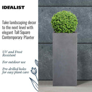 IDEALIST Lite Contemporary Light Concrete Garden Tall Square Planter, Outdoor Plant Pot H70 L33 W33 cm, 79L - Home & Garden > Lawn & Garden > Gardening > Pots & Planters > Planters