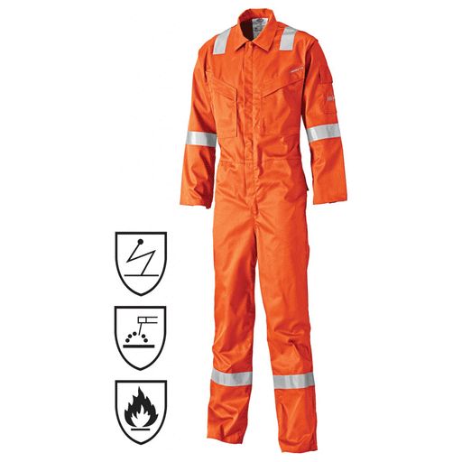 Dickies FR5404 Pyrovatex Antistatic Flame Retardant Coverall Orange - FLAME RETARDANT OVERALLS