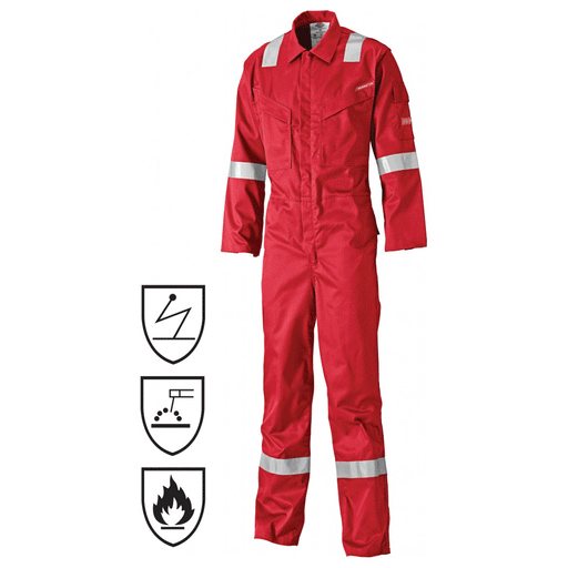 Dickies FR5404 Pyrovatex Antistatic Flame Retardant Coverall Red, 44" Waist 34" Leg - Business & Industrial > Work Safety Protective Gear > Hazardous Material Suits SALE COVERALLS