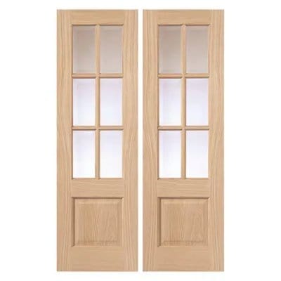 Traditional Dove Oak Pair of Glazed Internal Doors - All Sizes -