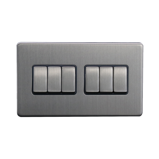 Caradok 6G 2Way 10A Switch Brushed Chrome - Caradok - The Flat - Brushed Steel