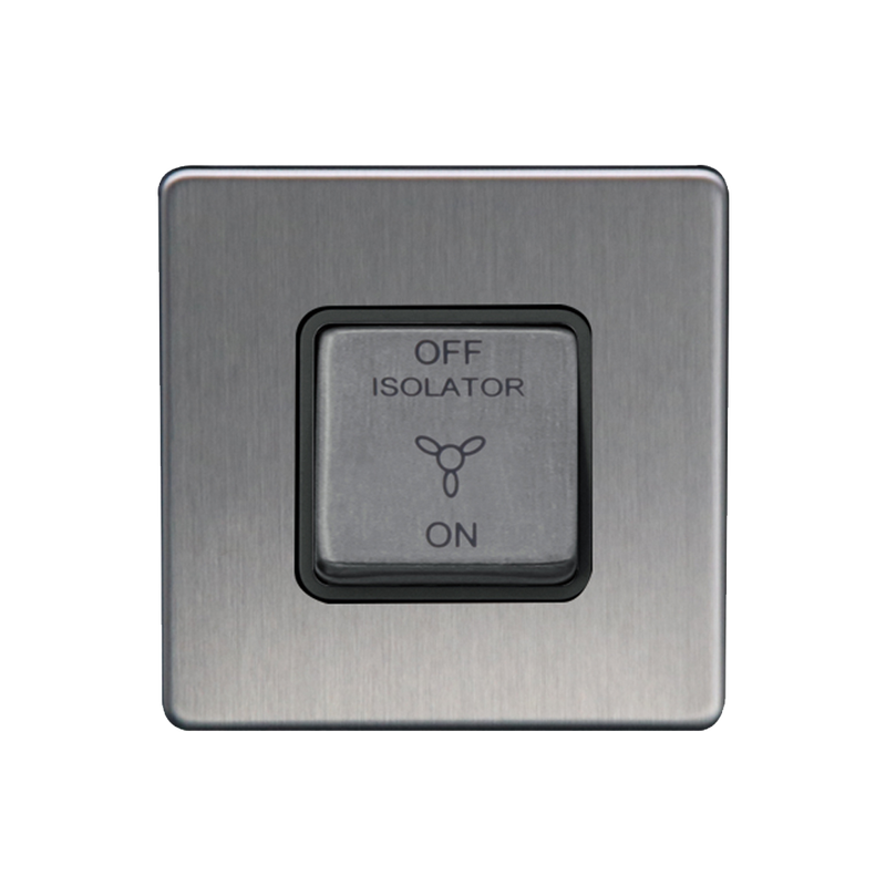 Caradok 3 Pole Fan Isolator Switch Brushed Chrome - Caradok - The Flat - Brushed Steel