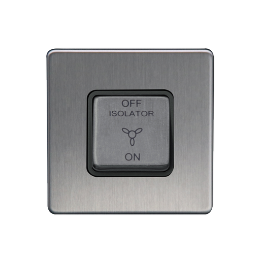 Caradok 3 Pole Fan Isolator Switch Brushed Chrome - Caradok - The Flat - Brushed Steel