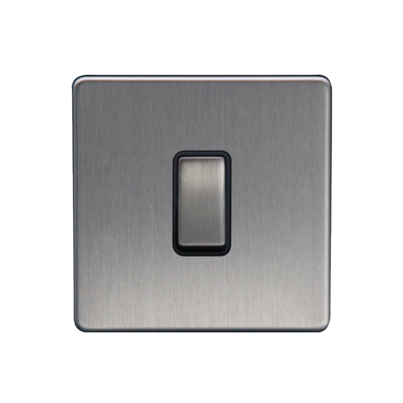 Caradok 10A Retractive Switch Brushed Chrome - Caradok - The Flat - Brushed Steel