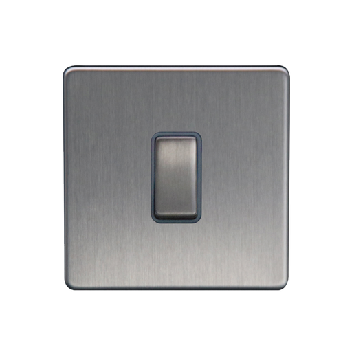 Caradok 10A Retractive Switch Brushed Chrome Grey Insert - Caradok - The Flat - Brushed Steel