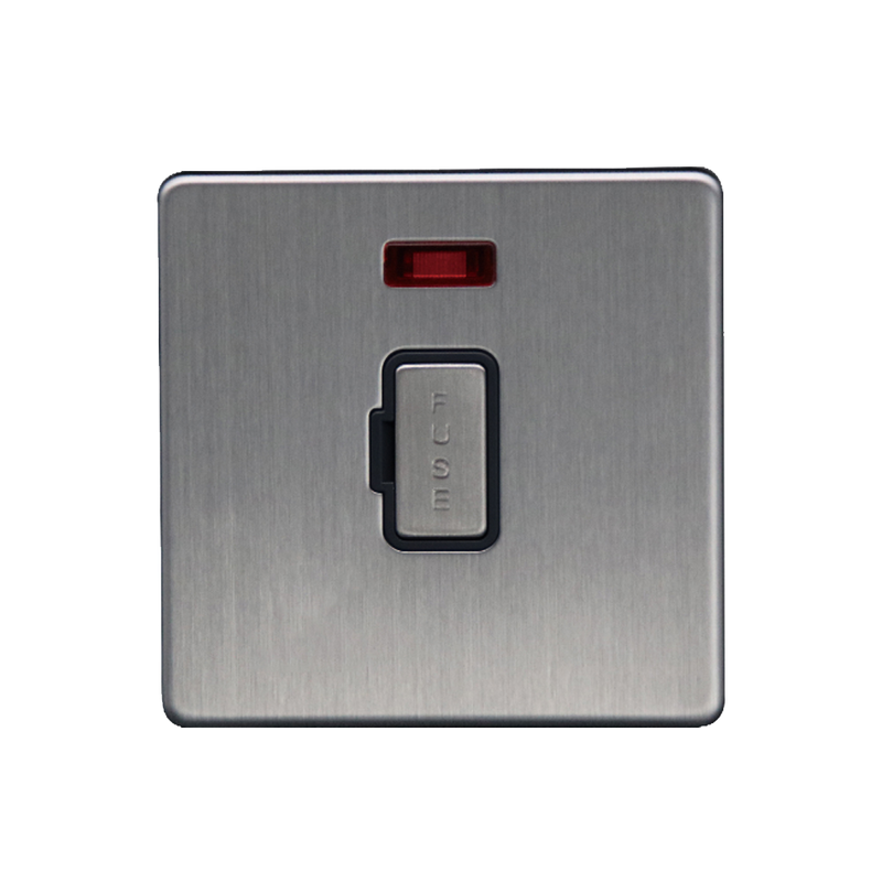 Caradok 13A Unswitched Spur c/w Neon Brushed Chrome - Caradok - The Flat - Brushed Steel