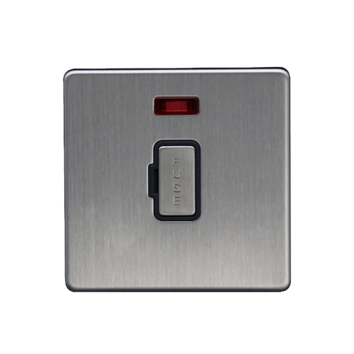 Caradok 13A Unswitched Spur c/w Neon Brushed Chrome - Caradok - The Flat - Brushed Steel