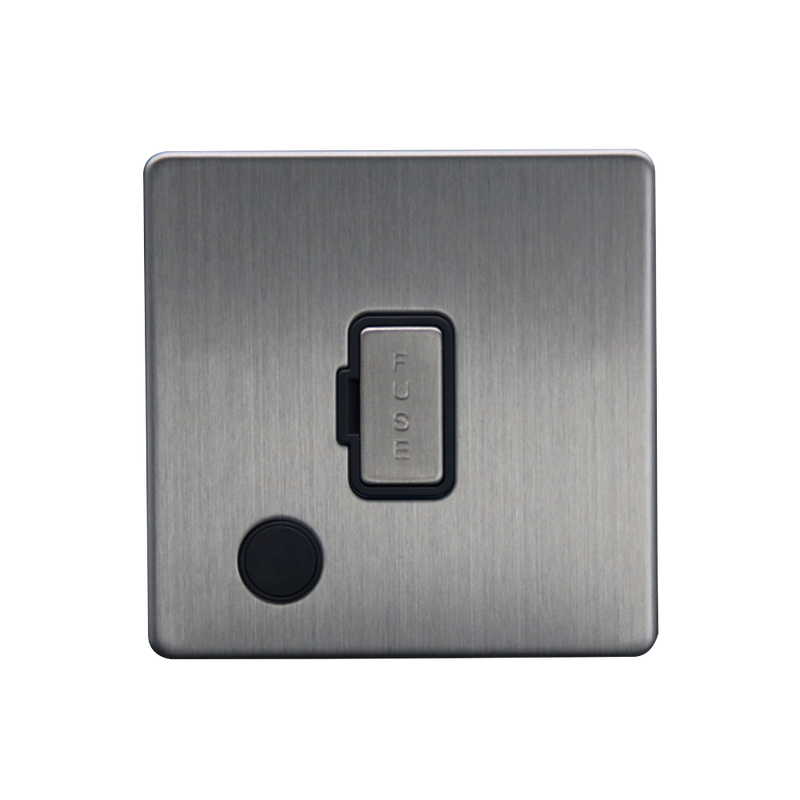 Caradok 13A Unswitched Spur + FO Brushed Chrome - Caradok - The Flat - Brushed Steel