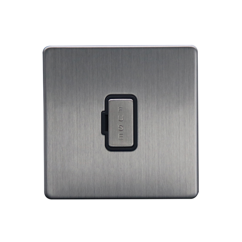 Caradok 13A Unswitched Spur Brushed Chrome - Caradok - The Flat - Brushed Steel