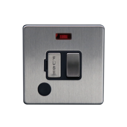 Caradok 13A Switched Spur c/w Neon + FO Brushed Chrome - Caradok - The Flat - Brushed Steel