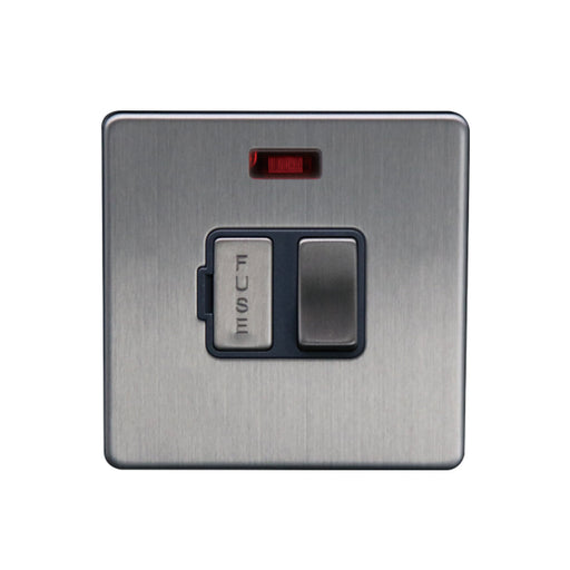 Caradok 13A Switched Spur c/w Neon Brushed Chrome Grey Insert - Caradok - The Flat - Brushed Steel