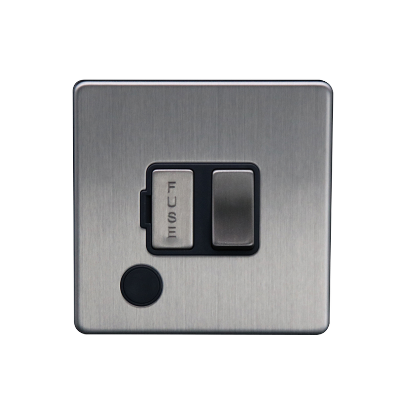 Caradok 13A Switched Spur + FO Brushed Chrome - Caradok - The Flat - Brushed Steel