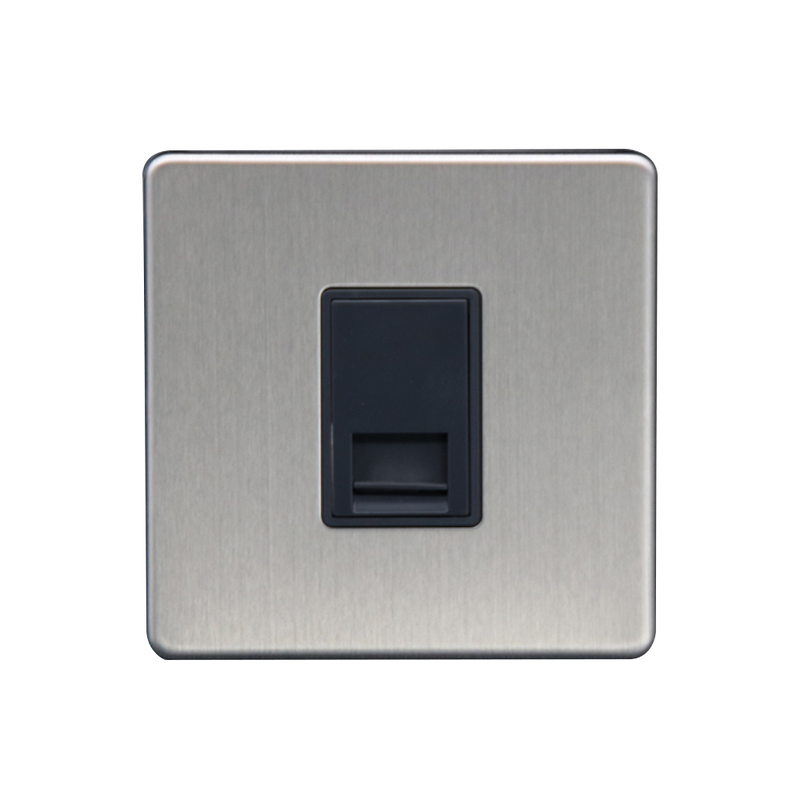 Caradok 1G Secondary Telephone Socket Brushed Chrome - Caradok - The Flat - Brushed Steel