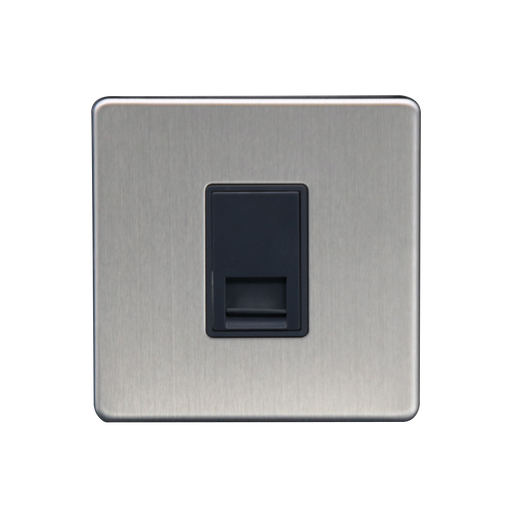 Caradok 1G Secondary Telephone Socket Brushed Chrome - Caradok - The Flat - Brushed Steel