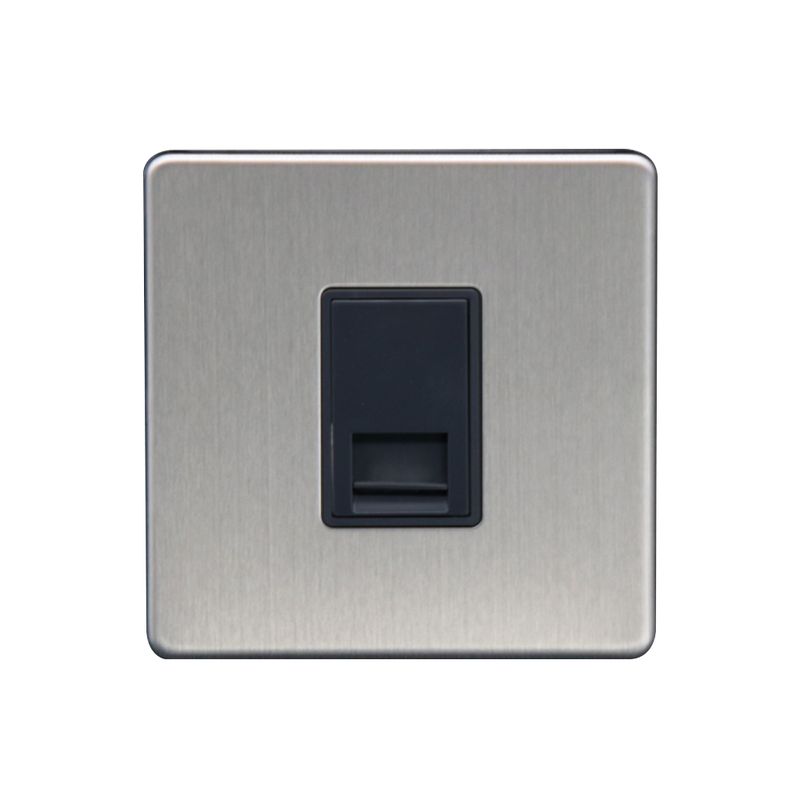 Caradok 1G Master Telephone Socket Brushed Chrome - Caradok - The Flat - Brushed Steel
