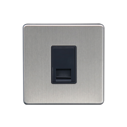 Caradok 1G Master Telephone Socket Brushed Chrome - Caradok - The Flat - Brushed Steel