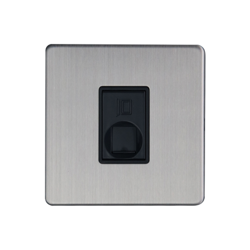 Caradok 1G RJ45 Cat5 Socket Brushed Chrome - Caradok - The Flat - Brushed Steel
